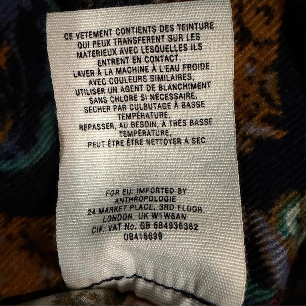 Anthropologie Pilcro & the Letterpress Boho Corduroy Pants Damask Floral 27 - Picture 13 of 13